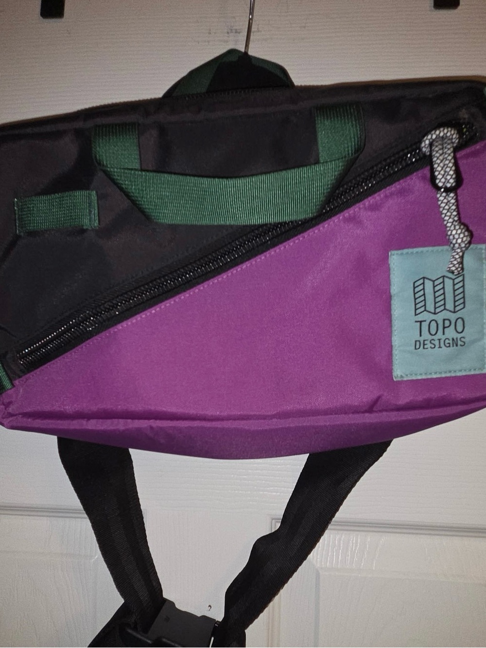 Topo Designs Purple and Black Men’s Sling Bag with Green Accents